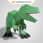 Papercraft modèle T-rex mignon en origami papier 3D, weergave 2