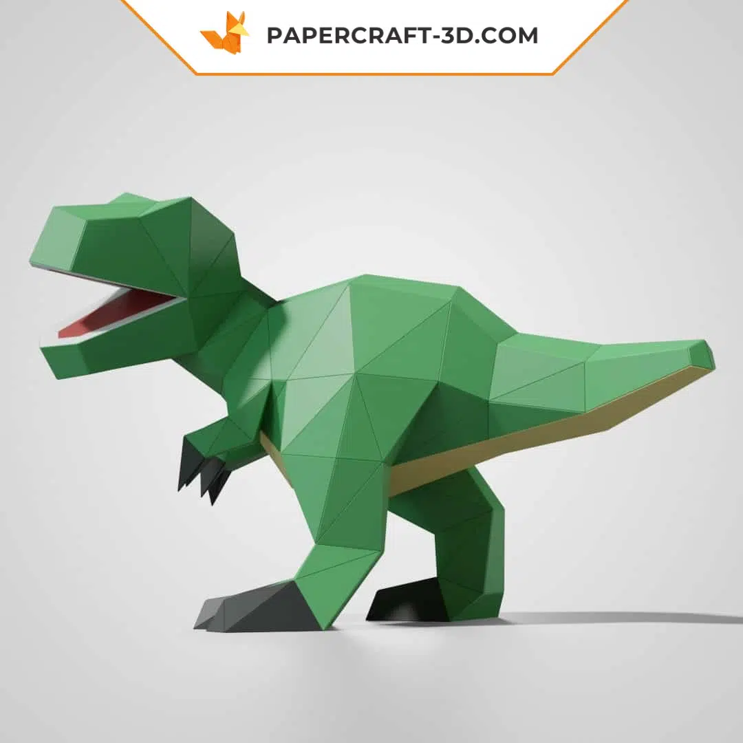Papercraft modèle T-rex mignon en origami papier 3D, weergave 4