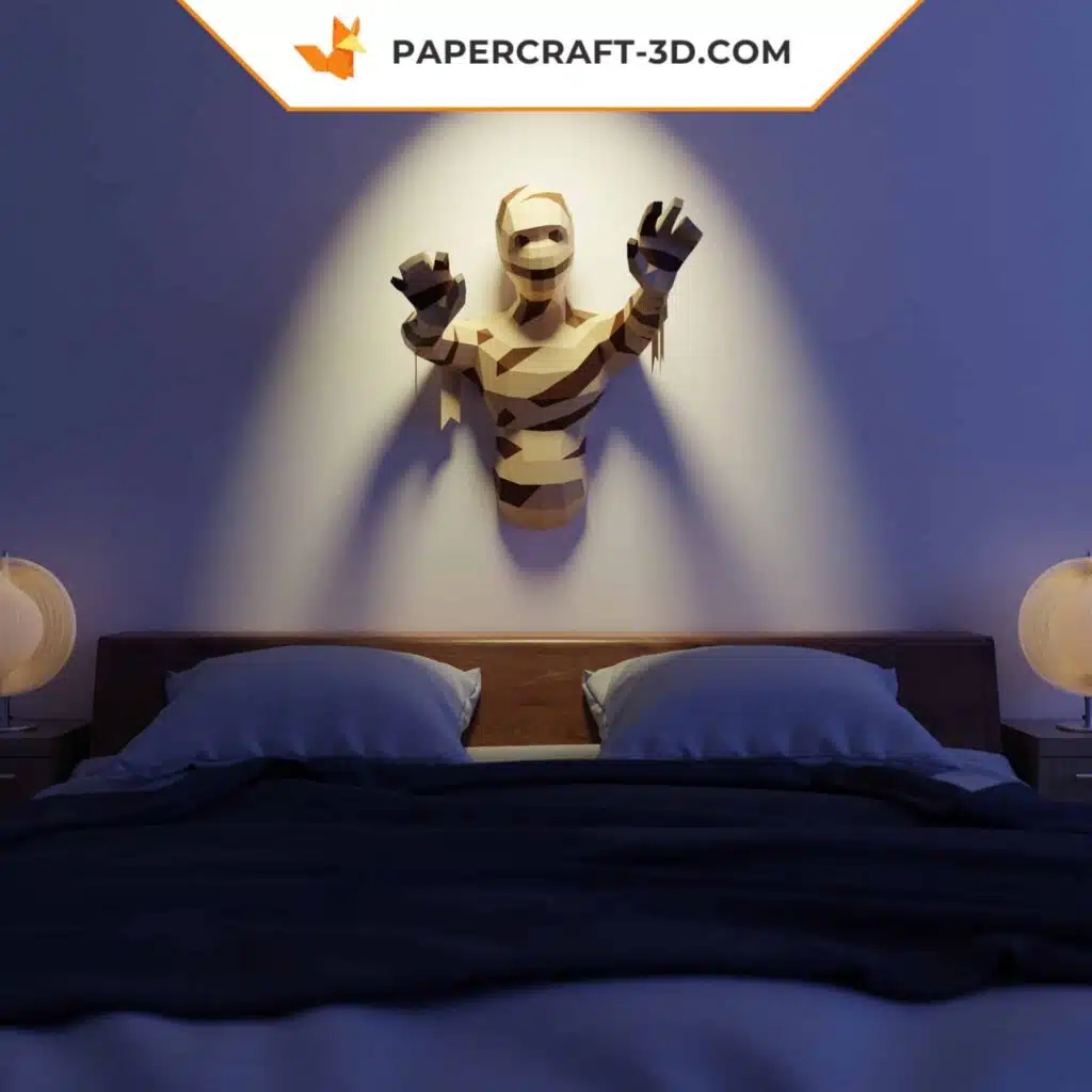 Papercraft Momie 3D origami papier pour décoration murale d&rsquo;Halloween, weergave 2