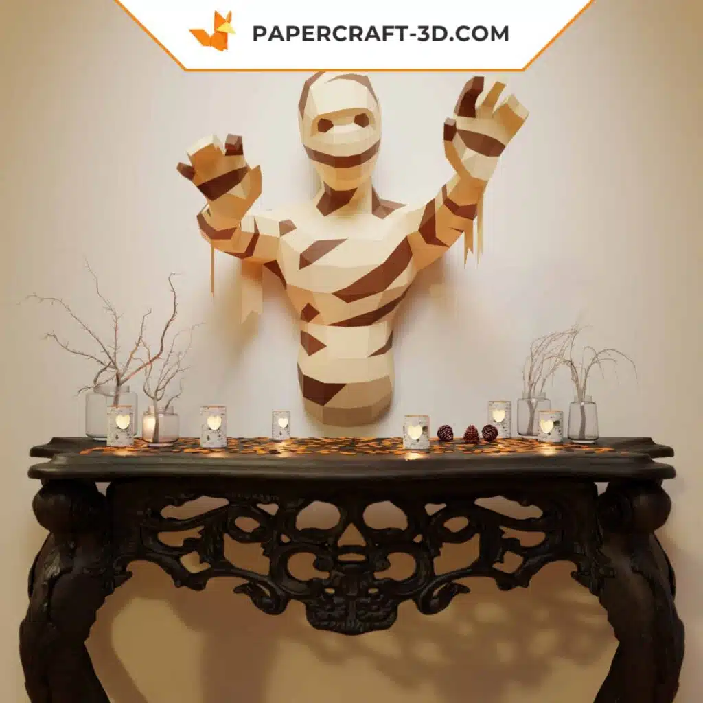 Papercraft Mumie im 3D-Origami-Stil