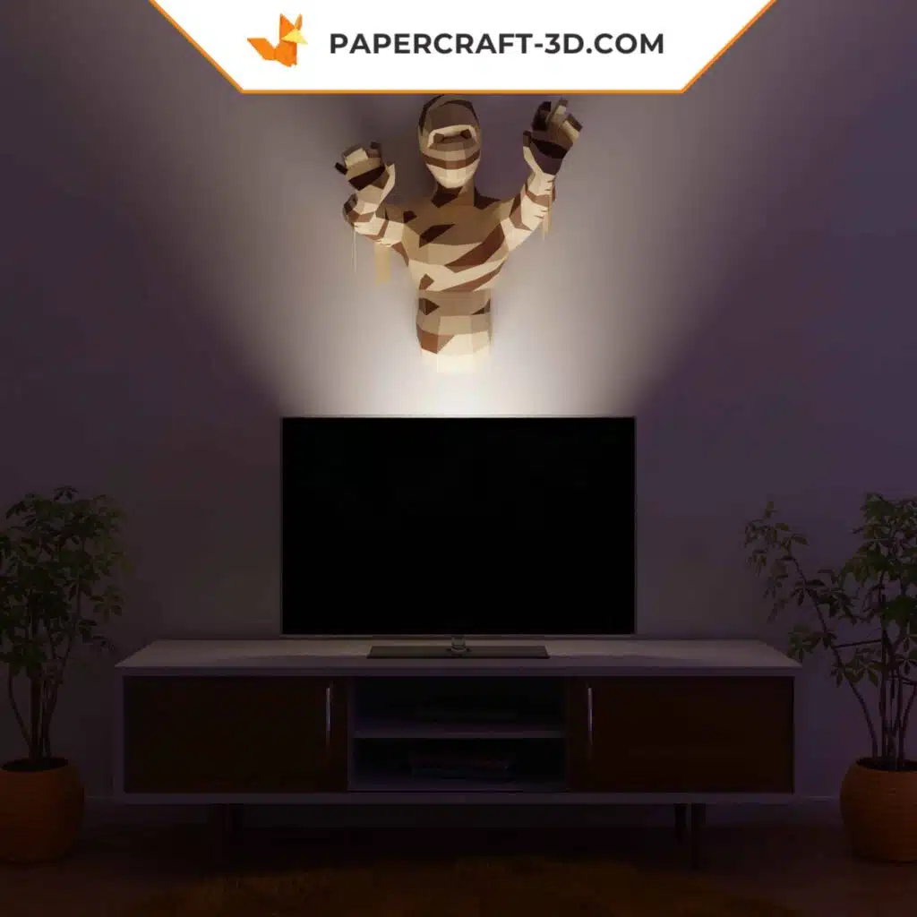 Papercraft Momie 3D origami papier pour décoration murale d&rsquo;Halloween, weergave 3