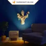 Papercraft Momie 3D origami papier pour décoration murale d&rsquo;Halloween, weergave 4