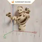 Papercraft Momie 3D origami papier pour décoration murale d&rsquo;Halloween, weergave 5