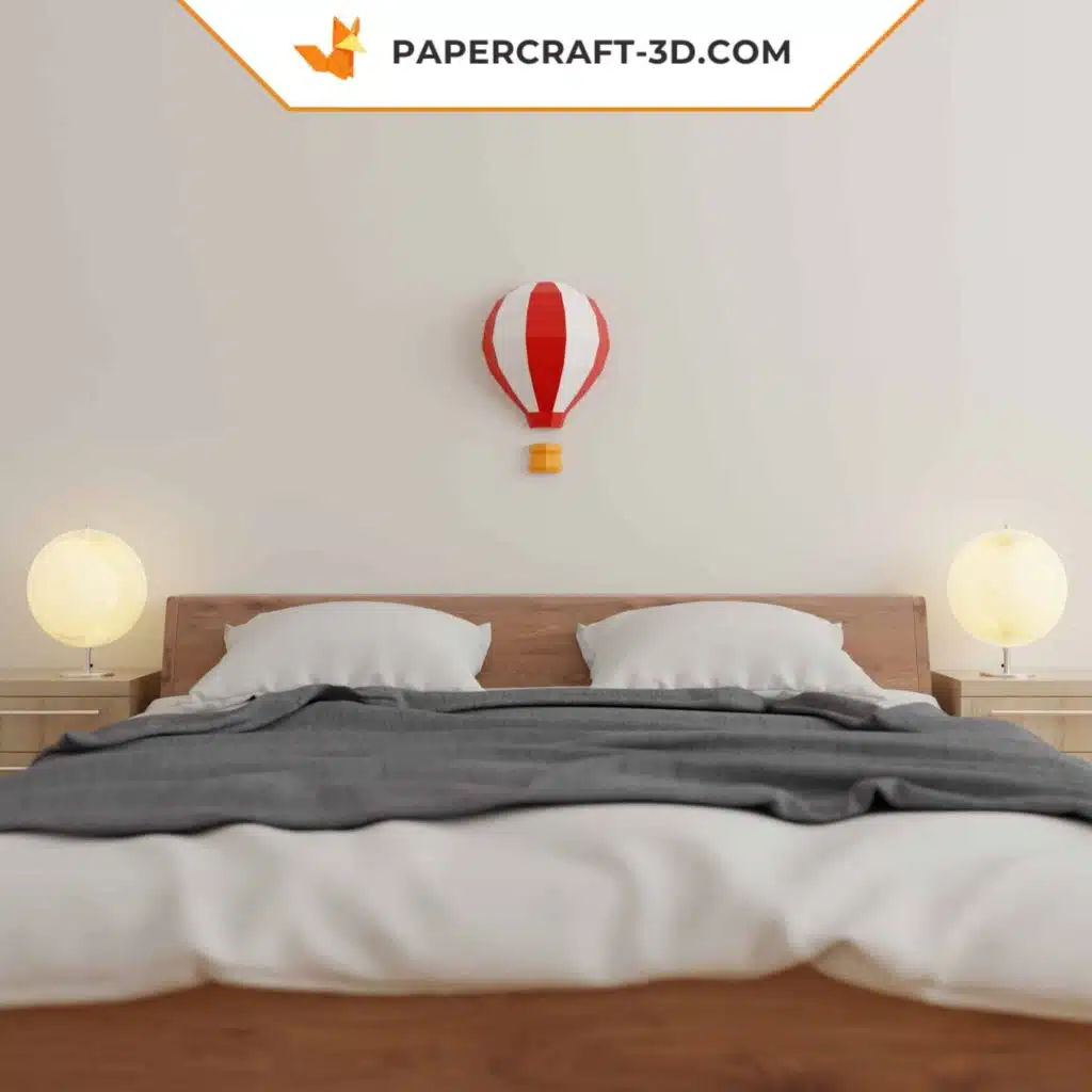 Papercraft Montgolfière origami papier 3D DIY, weergave 2