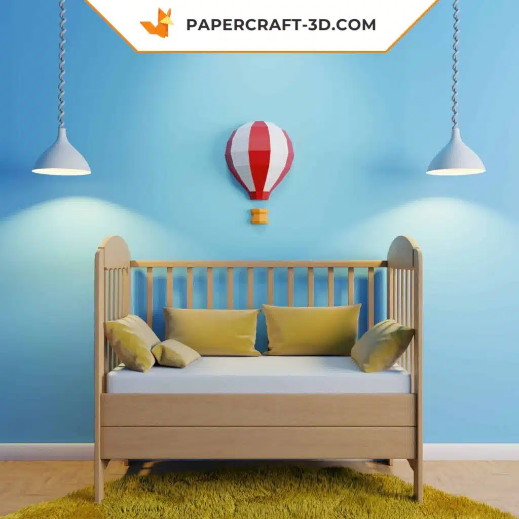 Papercraft roter Heißluftballon aus 3D-Origami