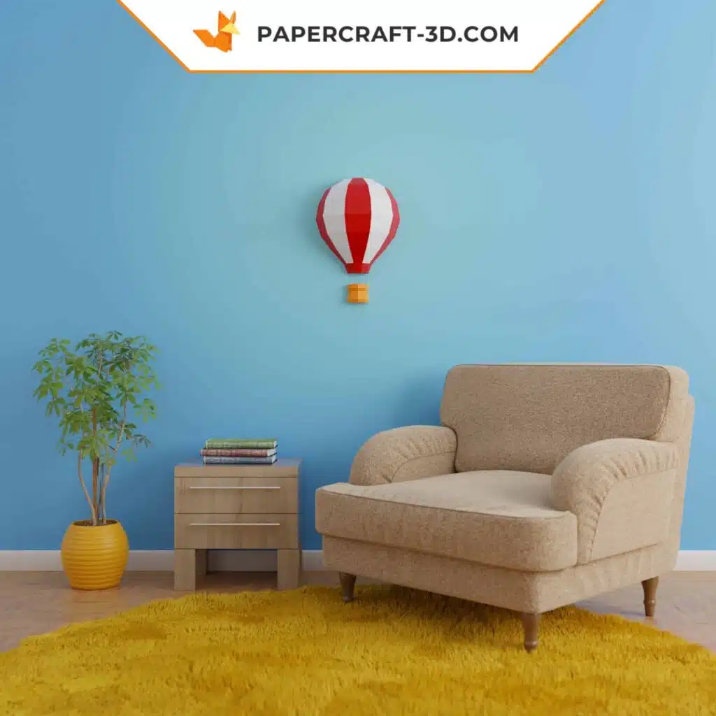 Papercraft Montgolfière origami papier 3D DIY, weergave 3