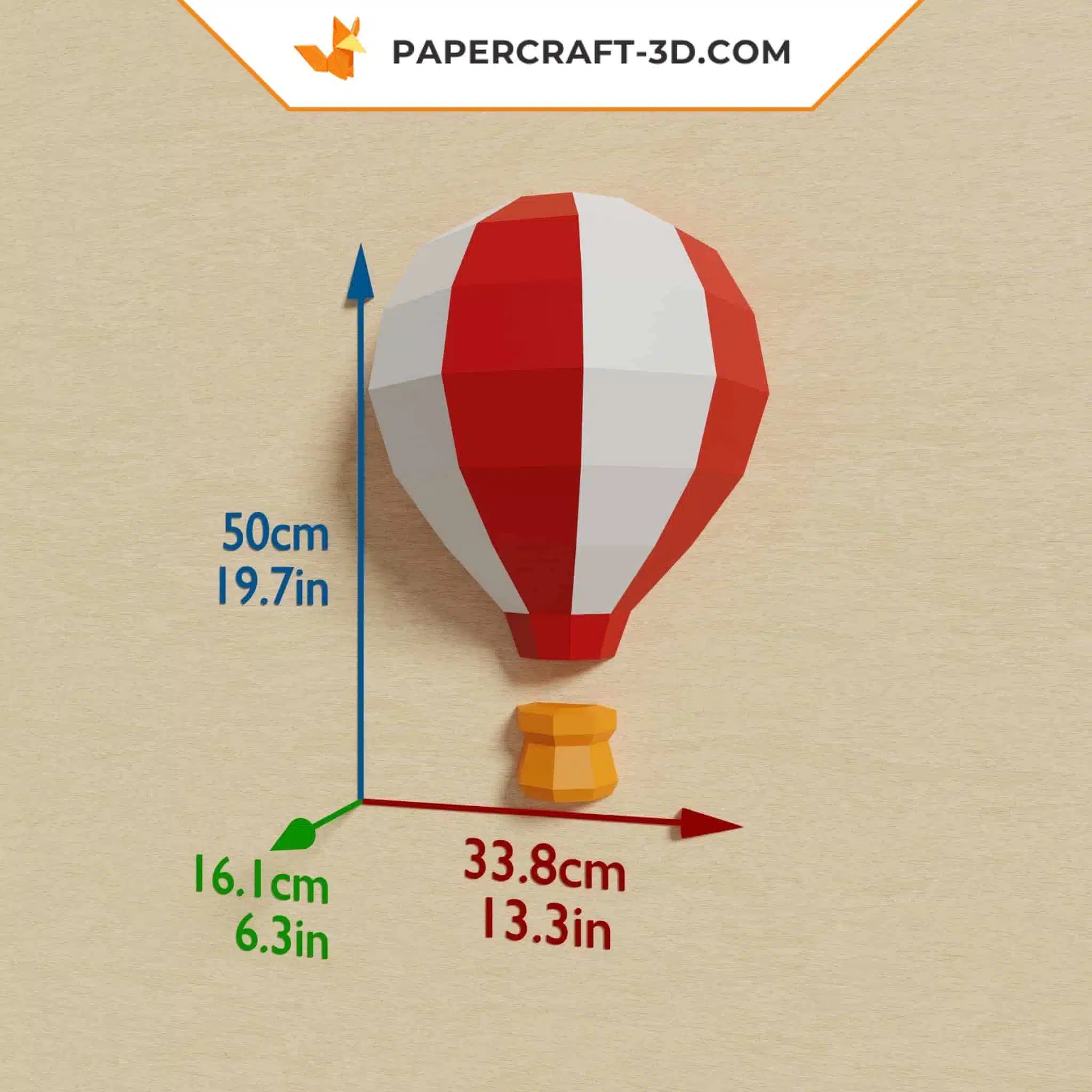 Papercraft Montgolfière origami papier 3D DIY, weergave 5