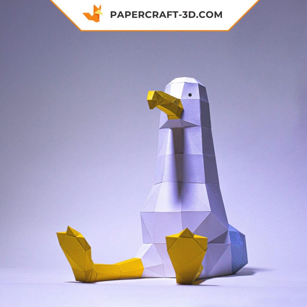 Papercraft de mouette assise en origami 3D
