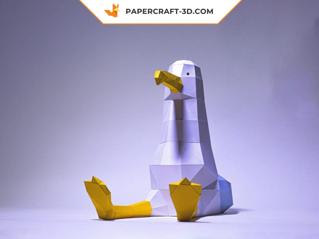 Papercraft de mouette assise en origami 3D