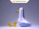 Papercraft di gabbiano seduto in origami 3D
