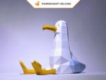 Papercraft di gabbiano seduto in origami 3D