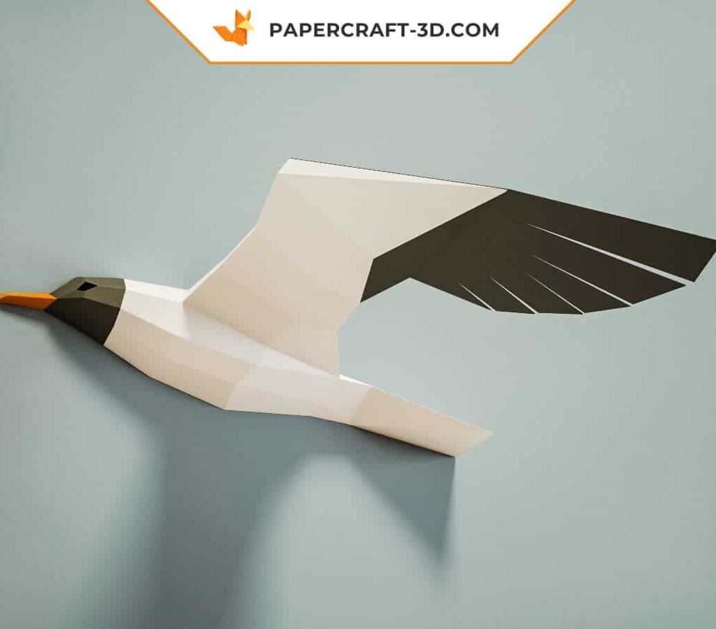Papercraft de gaivota em origami 3D