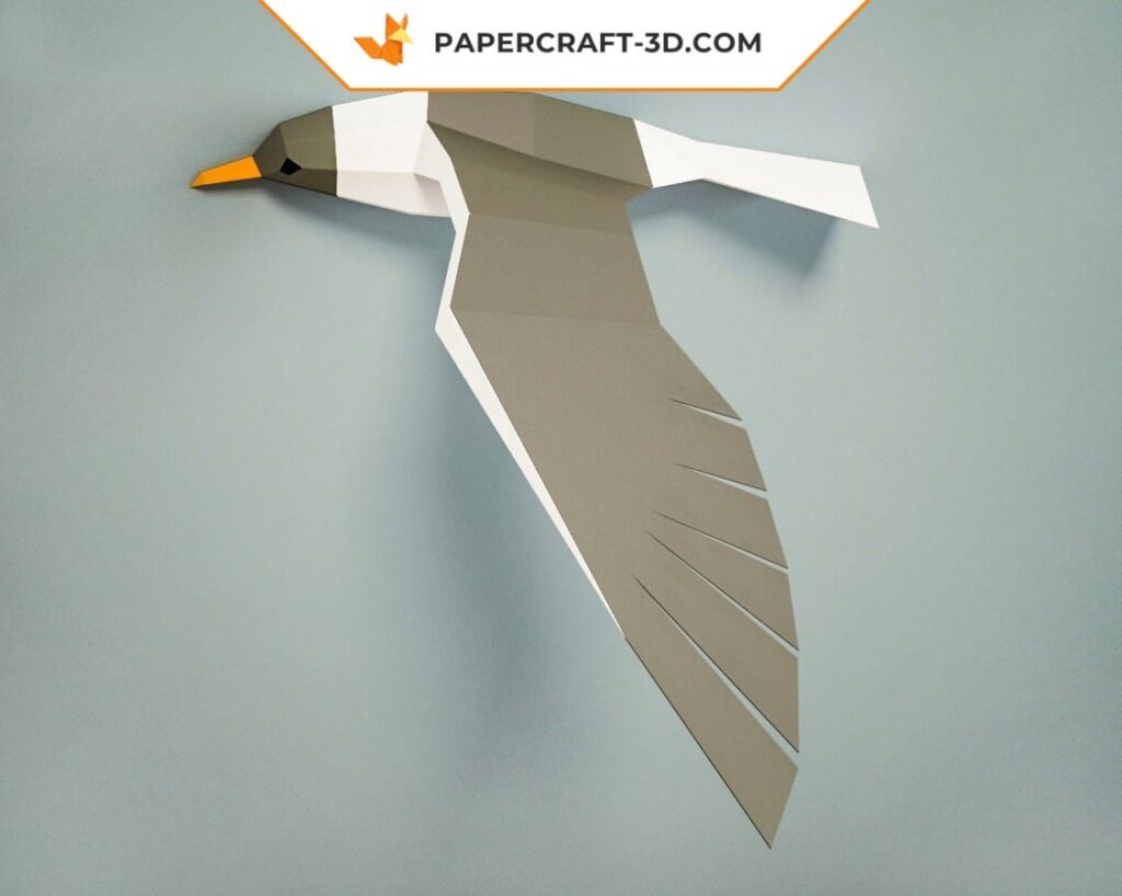 Papercraft de gaivota em origami 3D