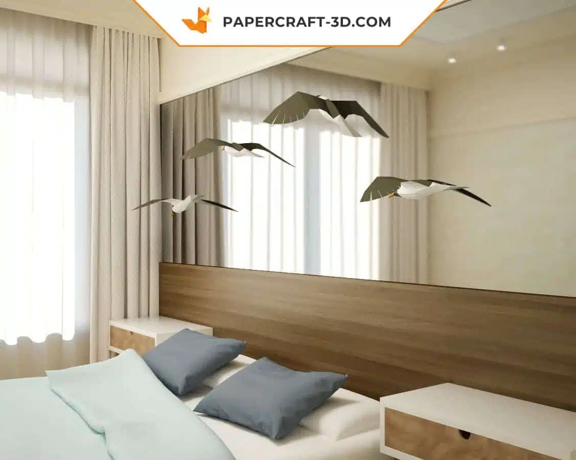 Papercraft mouette sculpture origami papier 3D