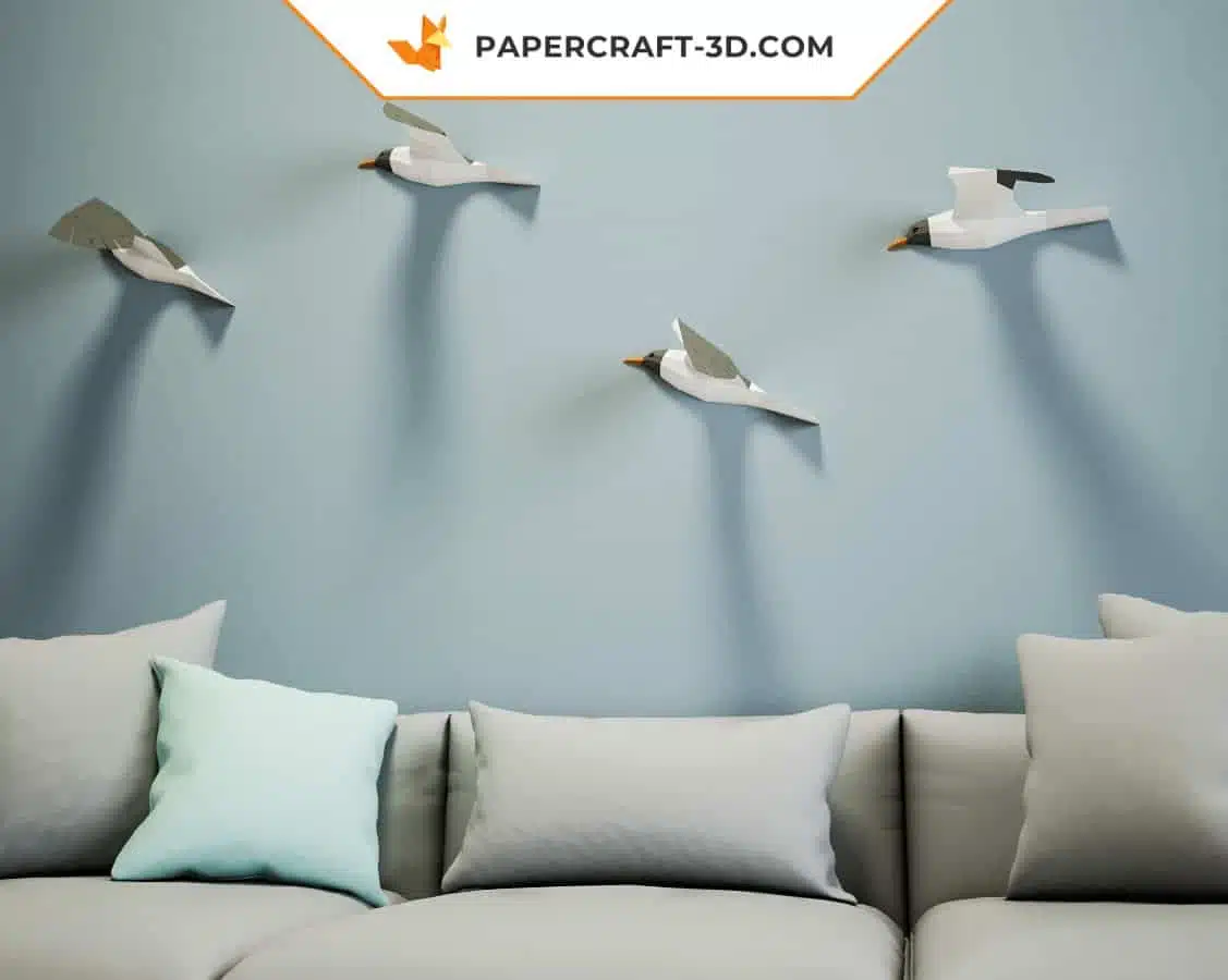 Papercraft mouette sculpture origami papier 3D