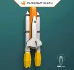 Papercraft transbordador espacial Nasa en origami 3D, vista 3