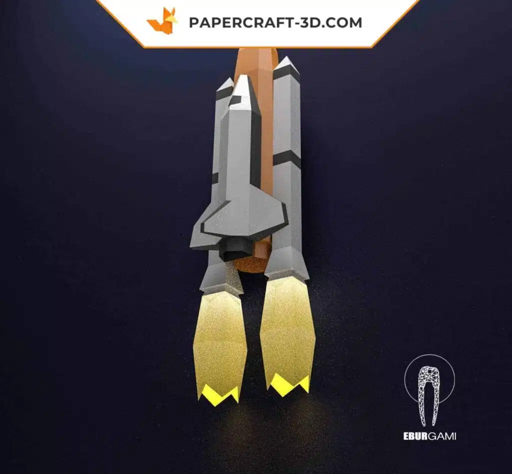 Papercraft transbordador espacial Nasa en origami 3D, vista 2