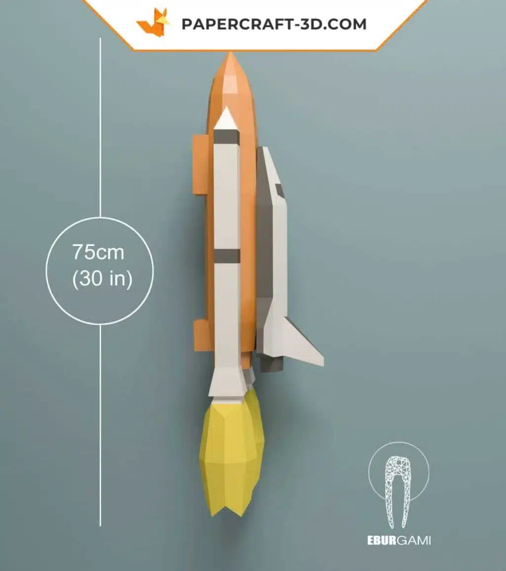 Papercraft transbordador espacial Nasa en origami 3D, vista 4