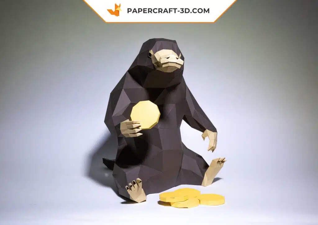 Papercraft de Niffler em origami 3D