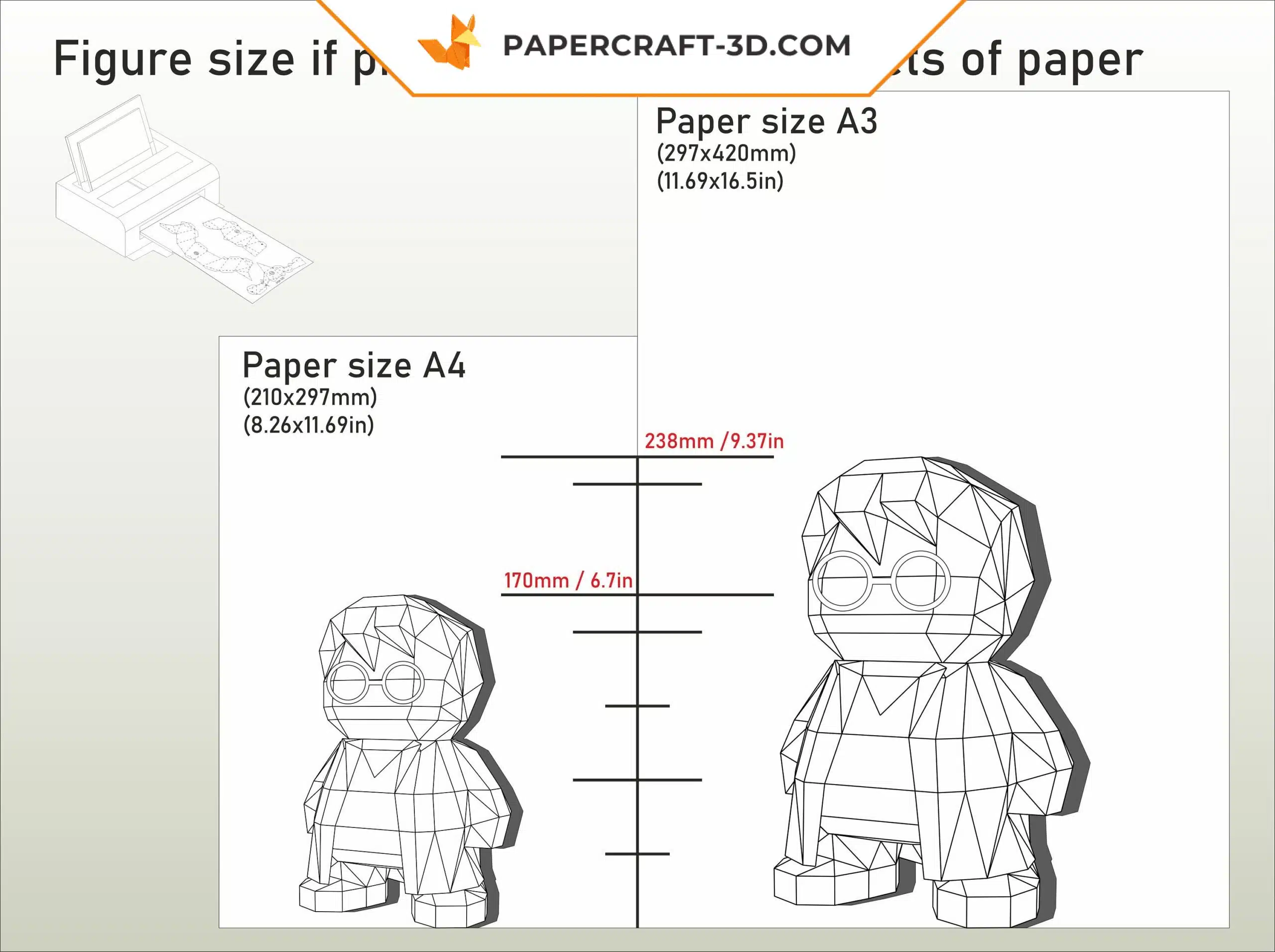 Papercraft Noël Harry en 3D, modèle de bricolage en papier basse poly, weergave 4