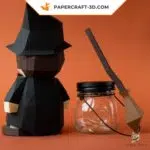 Papercraft Noël Harry en 3D, modèle de bricolage en papier basse poly, weergave 10