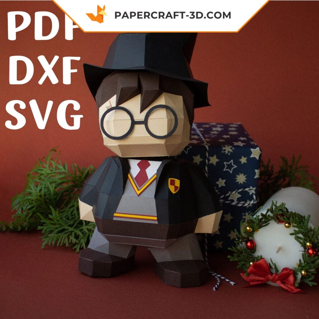 Papercraft sitting lion in 3D origami