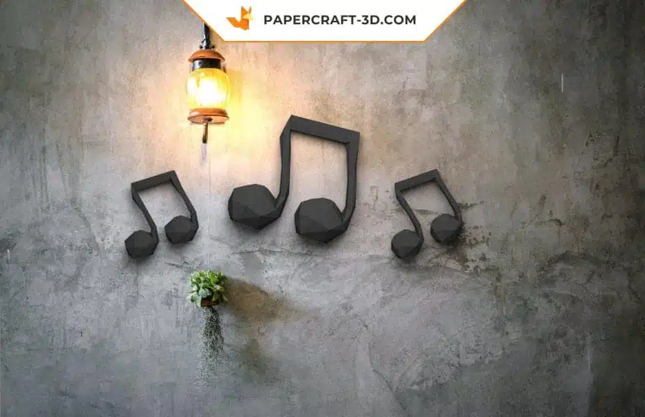 Papercraft Notes de musique en origami papier 3D, weergave 3