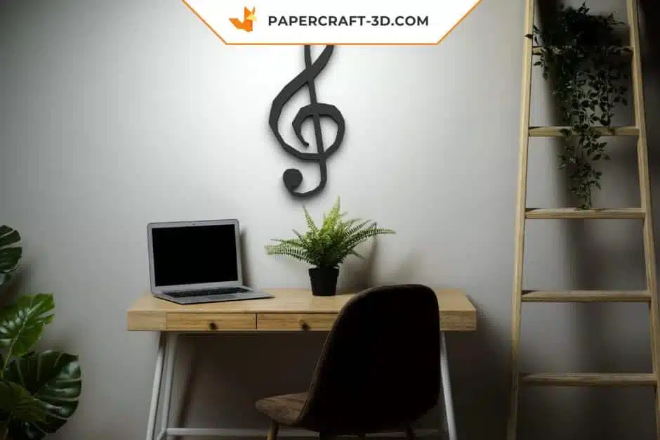 Papercraft Notes de musique en origami papier 3D, weergave 4