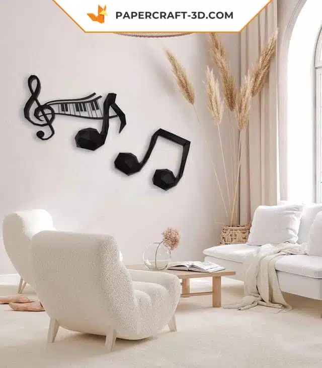 Papercraft Notes de musique en origami papier 3D, weergave 5