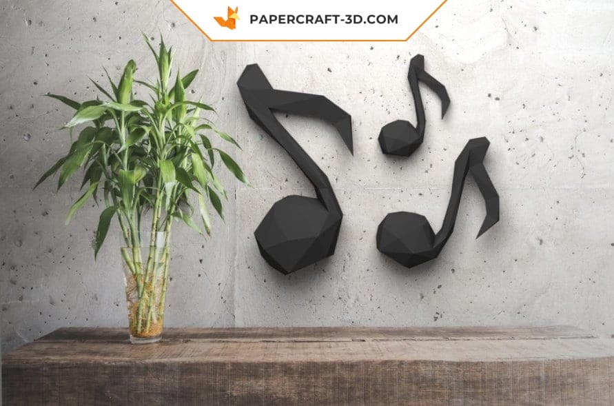 Papercraft music notes treble clef in origami
