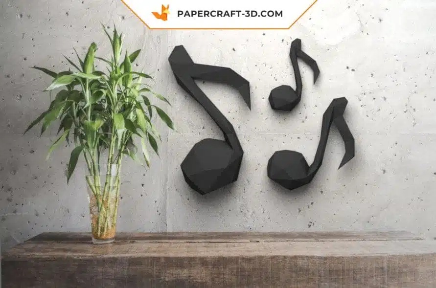 Papercraft Notes de Musique origami papier 3D, weergave 2