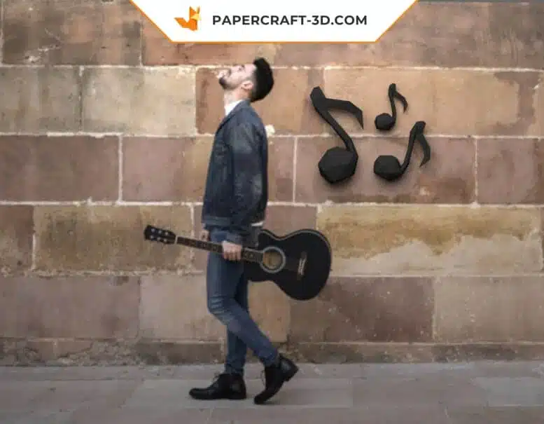 Papercraft Notes de Musique origami papier 3D, weergave 3