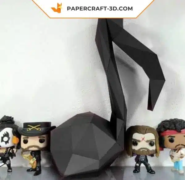 Papercraft Notes de Musique origami papier 3D, weergave 4