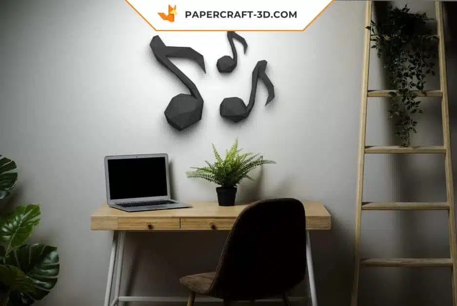 Papercraft Musiknoten mit Violinschlüssel als Origami