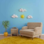 Papercraft clouds and sun in origami