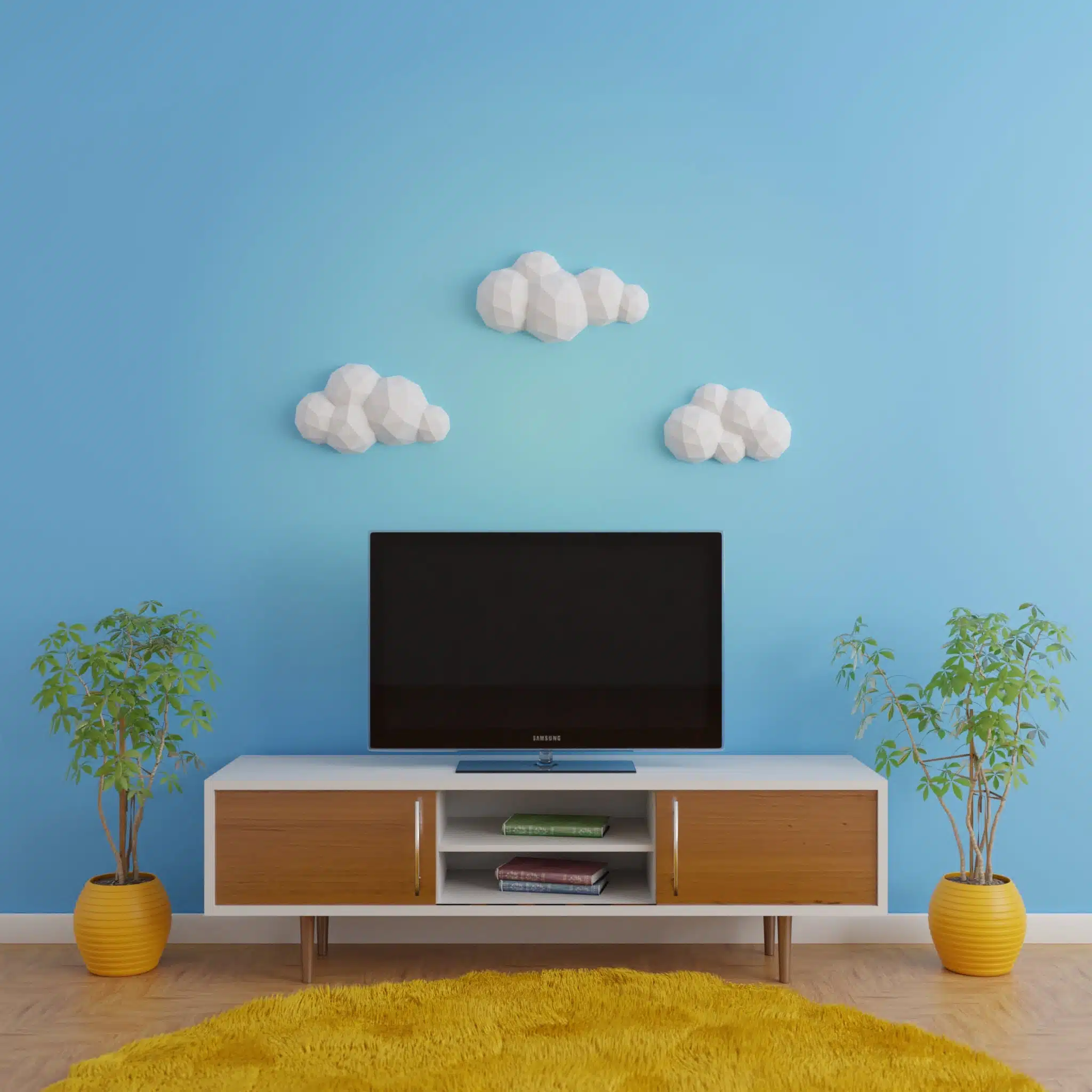 Papercraft nuages origami papier 3D - modèle de décoration murale pour nursery à faire soi-même, weergave 4