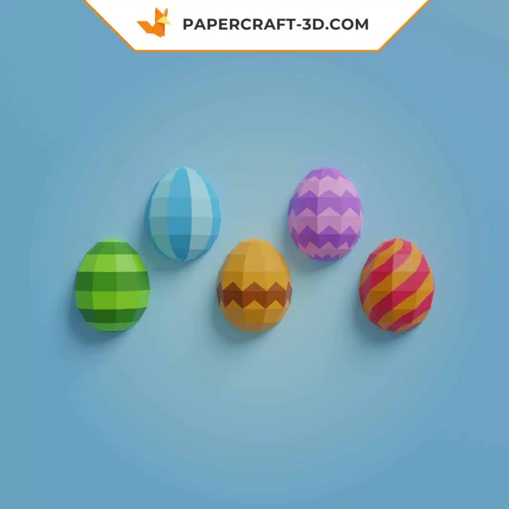Papercraft œufs muraux de Pâques en origami 3D