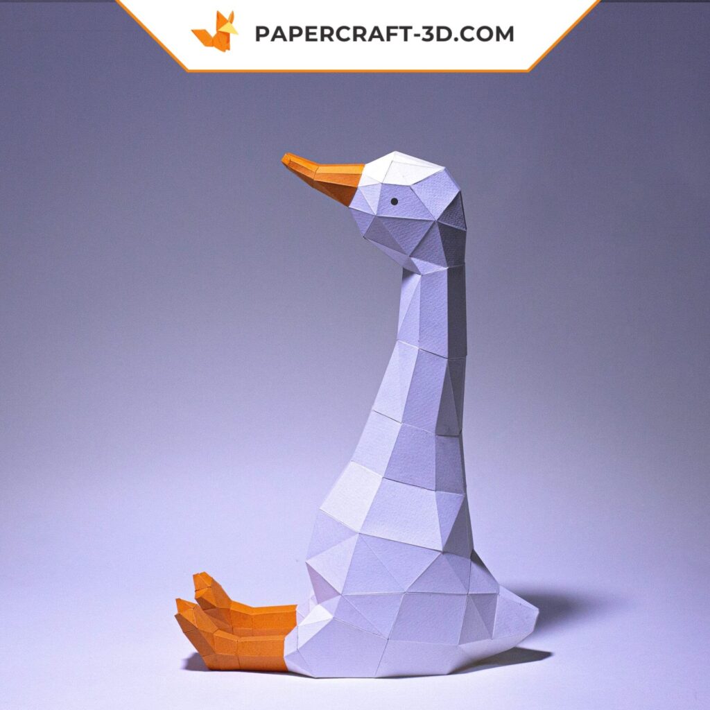 Papercraft d'oie assise en origami