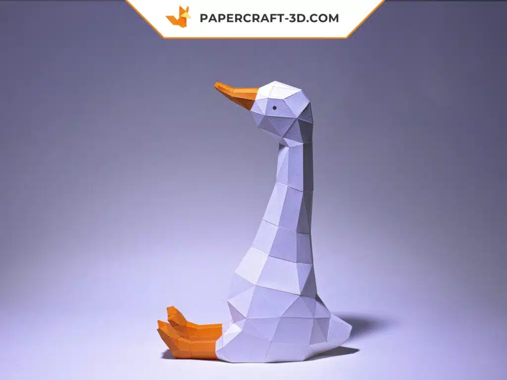 Papercraft Oie Assise origami papier 3D, weergave 2