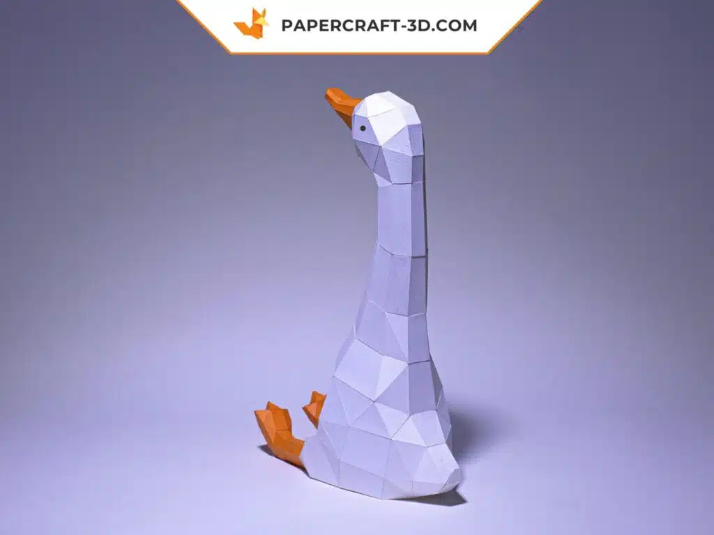 Papercraft Oie Assise origami papier 3D, weergave 3
