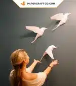 Papercraft oiseaux en origami 3D pour décoration de chambre - Kit DIY PDF numérique, modèle basse poly, modèle pepakura