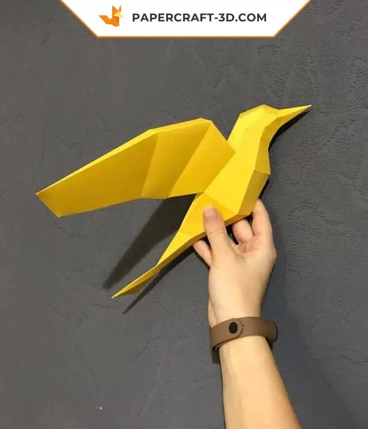 Papercraft oiseaux en origami 3D pour décoration de chambre - Kit DIY PDF numérique, modèle basse poly, modèle pepakura, weergave 9