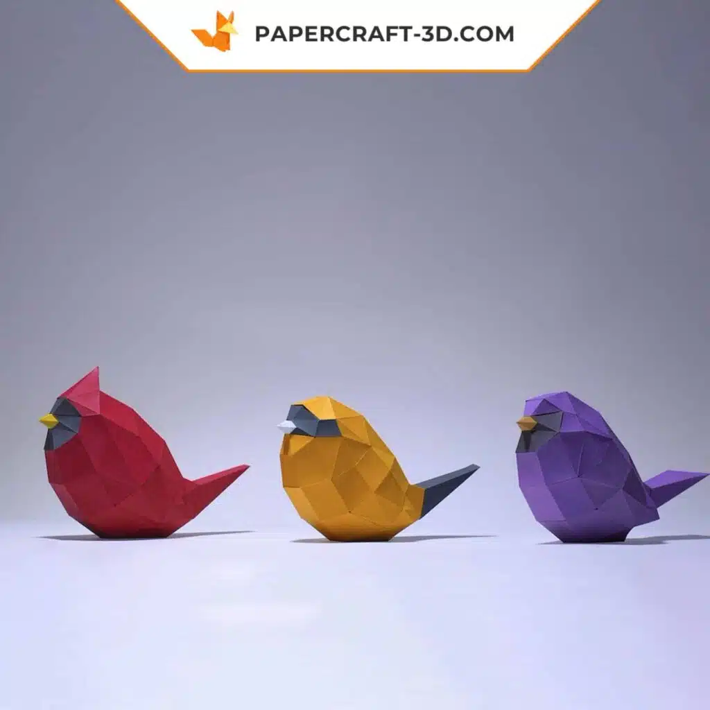 Minimalistische Vögel als 3D-Origami-Papercraft