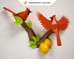 Papercraft oiseaux sur branche en origami