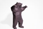 Papercraft angry bear in 3D origami