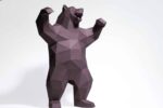 Papercraft angry bear in 3D origami