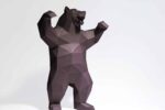 Papercraft angry bear in 3D origami