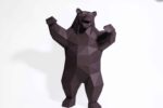 Papercraft angry bear in 3D origami