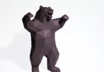 Papercraft angry bear in 3D origami