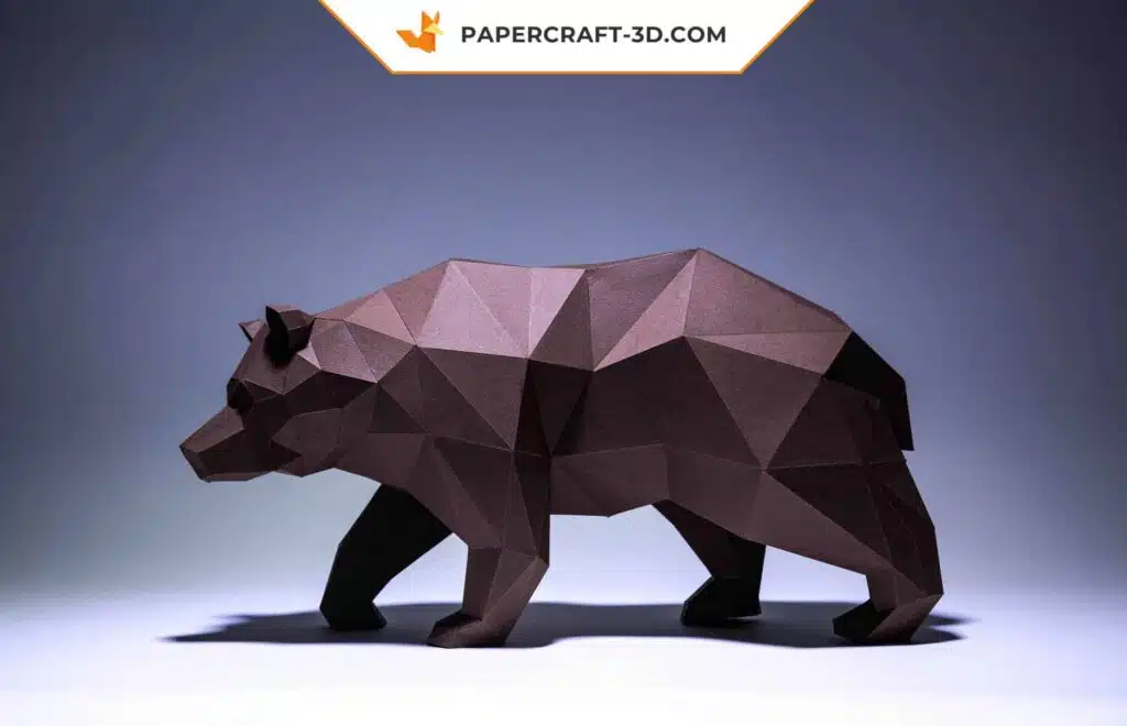 Papercraft Ours en origami papier 3D à monter soi-même, vue 2